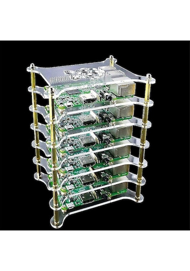 Wezone Raspberry Pi 4b/3b+/3b/2b/b+ İçin 6 Katlı Akrilik Kasa, Tüm Portlara Erişim, Isıtma Lavabosu Ve Usb Hub Uyumlu, Kolay Montaj, Şeffaf Tasarım