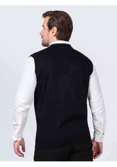 Rew Mark Düz Renkli Yün Yelek 46449426 Mavi