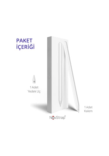 Novstrap  İpad Pro 12.9 2/3/4/5/6 Nesil İle Uyumlu Dokunmatik Tablet Kalemi 2. Nesil Smart Pencil Stylus Manyetik Şarj Avuç İçi Reddi