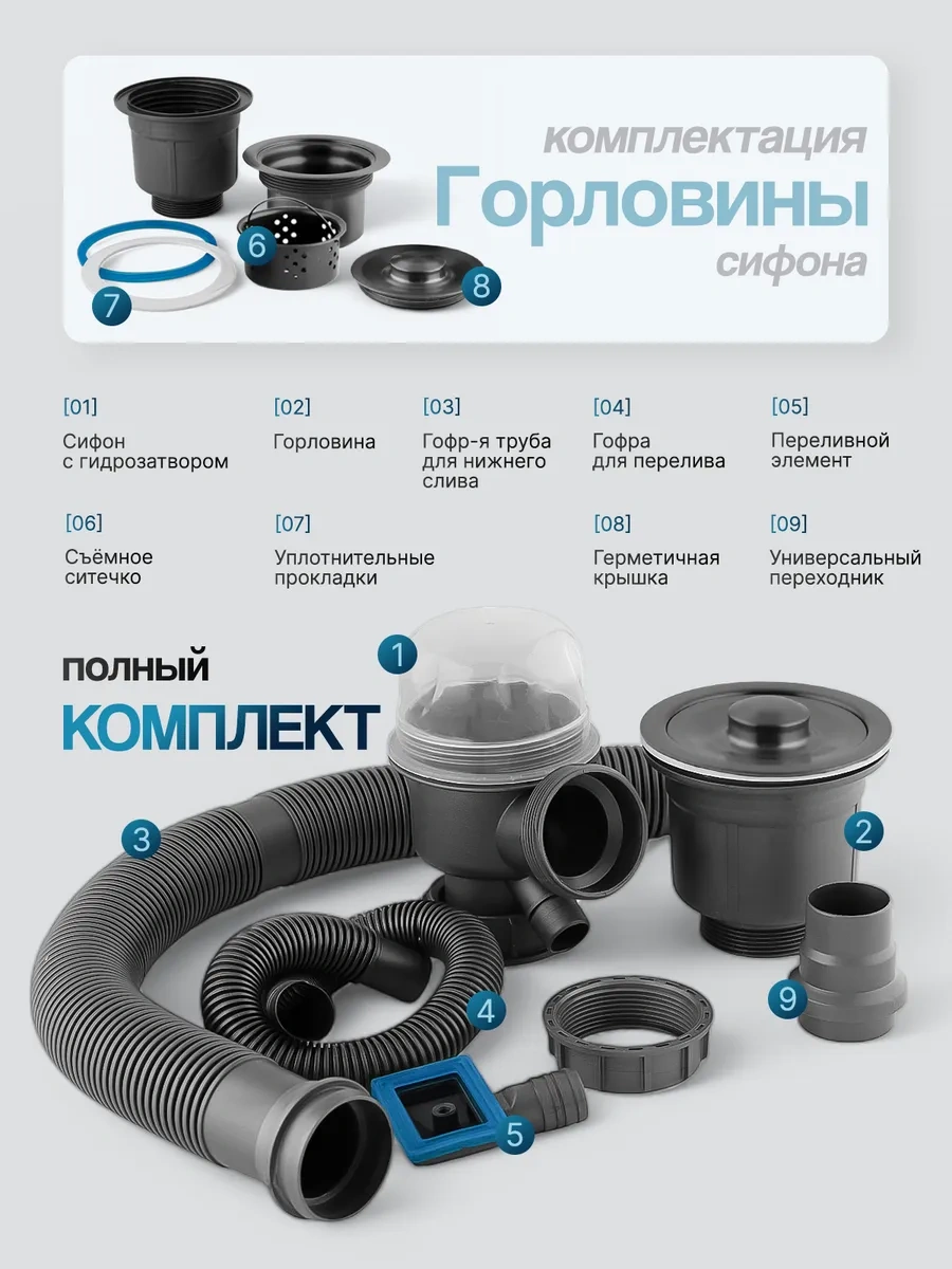 Oute Grafitik Paslanmaz Çelikten Mutfak Lavabosu Sifonu 376687400