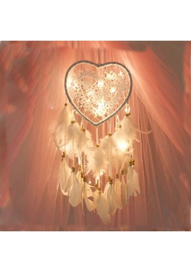 Sones Yaratıcı El Dokuma El Sanatları Rüya Yakalayıcı Ev Araba Duvar Asılı Dekorasyon, Tür:ışıklı Beyaz