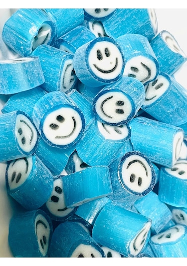 Mavi Gülenyüz Desenli Lolly Şeker 1000 Gr.