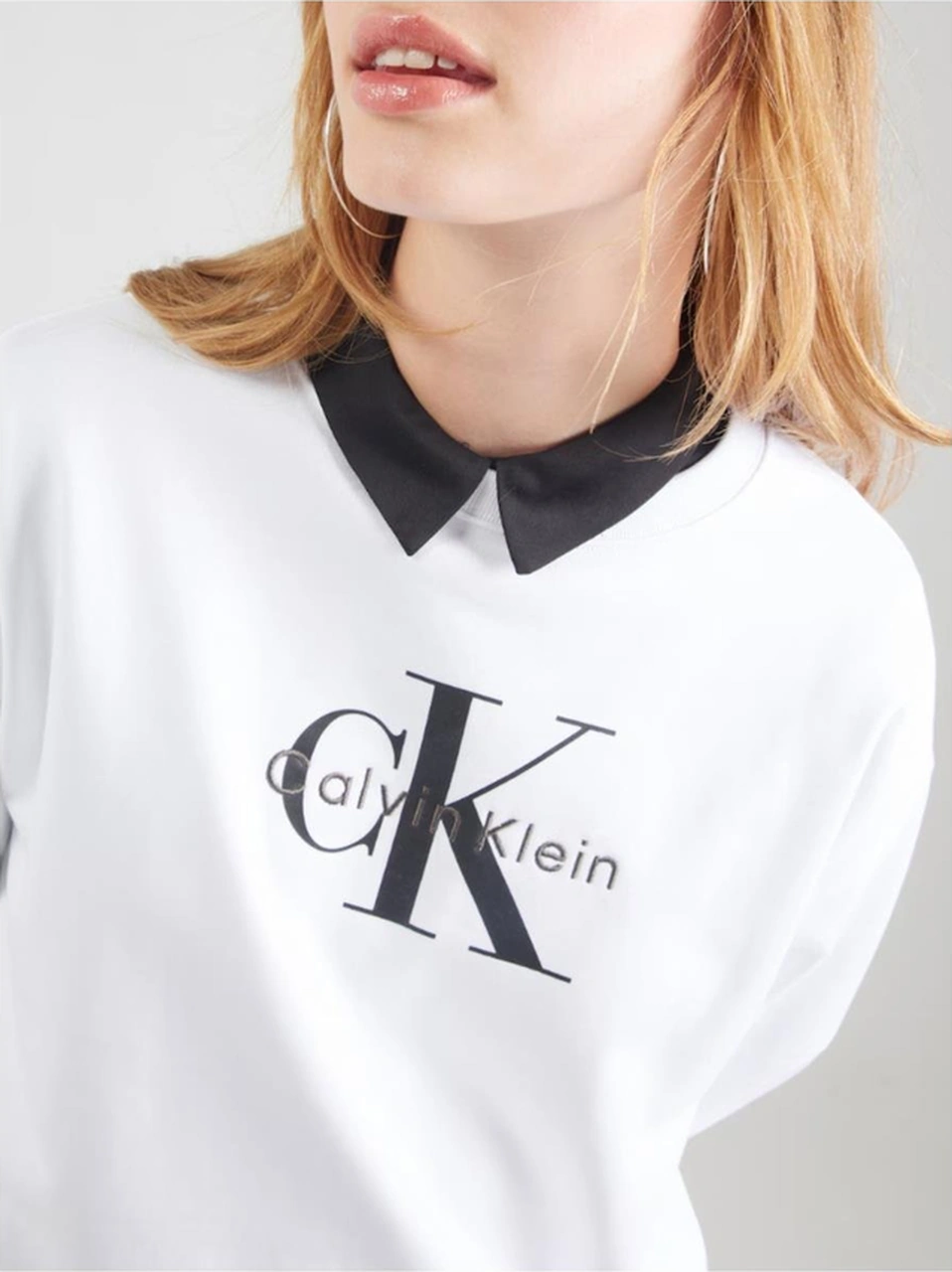 Ck Lv047b234g Ls Monologo French Terry Rlxd Cr Kadın Sweatshırts-10859 Bordo