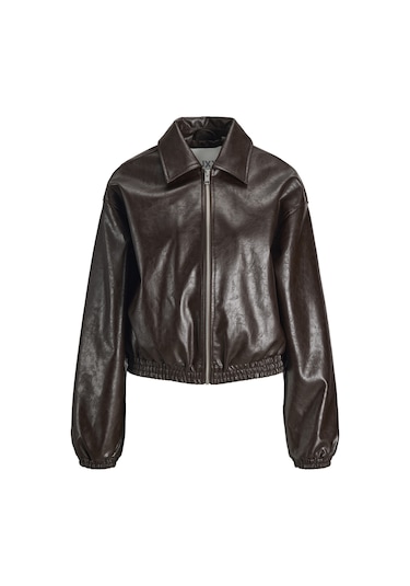 Kadin Suni Deri Parlak Ceket - Jody - 12286416 Seal Brown