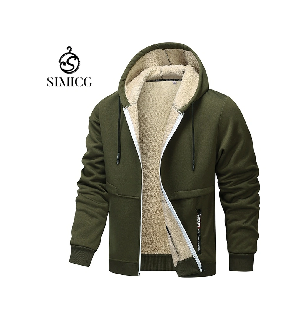 Sonbahar Ve Kış Bol Kalın Kuzu Derisi Sıcak Günlük Kazak Ceket Yeşil