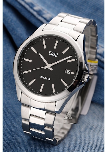 Q&q Qcg8422 Siyah Gümüş Çelik Kordonlu Takvimli Erkek Kol Saati