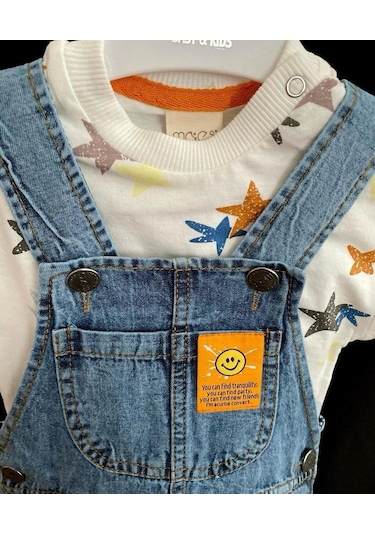 Minaz Baby T-shirt Kot Tulum Takım Mavi