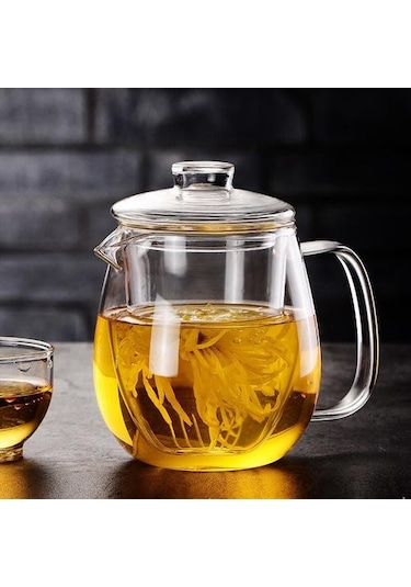 Isıya Dayanıklı Cam Demlik Çay Pot Kung Fu Çay Seti Puer Su Isıtıcısı Kahve Cam Makinesi Uygun Ofis Çay Setleri 500ml Çaydanlıklar Altın - Buz Mavisi