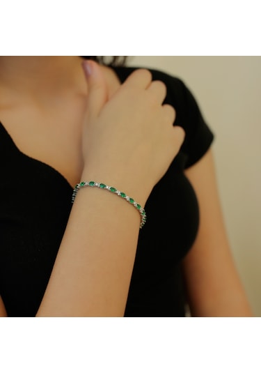 Lova Pırlantalı Oval Zümrüt Bileklik -  4080001