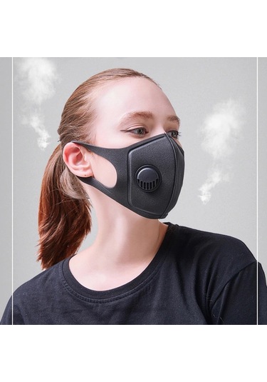 Vkemall Sponge Solunum Klapani Maskesi - Toz Piyango Kuru Havalara Koruma, Islaklastirma Ve Isinma Saglar, Siyah, Yıkama Uygun, 1 Adet