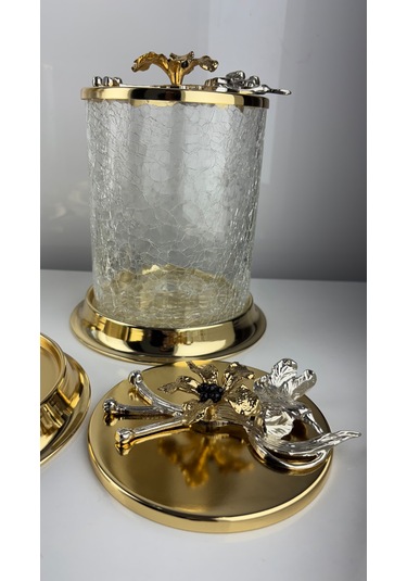 Çay Kahve Şekerlik Kavanoz Sunumluk Söz Nişan Kız İsteme Çikolatalık Dekoratif Obje Biblo Süs Eşya Çatlak Görünüm Gold