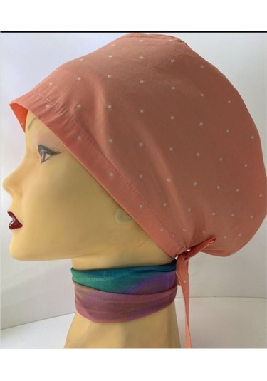 Doktor, Hemşire Medikal Bone & Cerrahi Bone Likralı Bone Yavruağzı Puantiye Turuncu