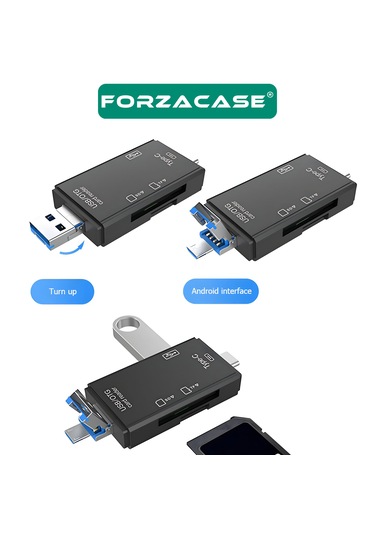 Forzacase Fc984 6in1 Usb Otg Sd / Tf  Usb 3.0 Type-c Micro Usb Kart Okuyucu