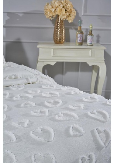 Çeyiz Diyarı Pure Love 2 Parça Tek Kişilik Pike Takımı Krem Krem