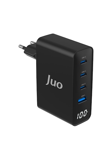Juo 100W Gan Led Ekranlı 3 Type-C + Usb-A Hızlı Şarj Cihazı iPhone & Macbook & Notebook Şarj Aleti