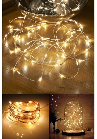 Peri Led Işık 10 Metre (Sarı) Pilli + 50 Adet Küçük Mandal Sarı