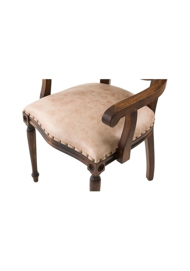 Madalyon Kolçaklı Hazeranlı Ahşap Klasik Sandalye Ceviz