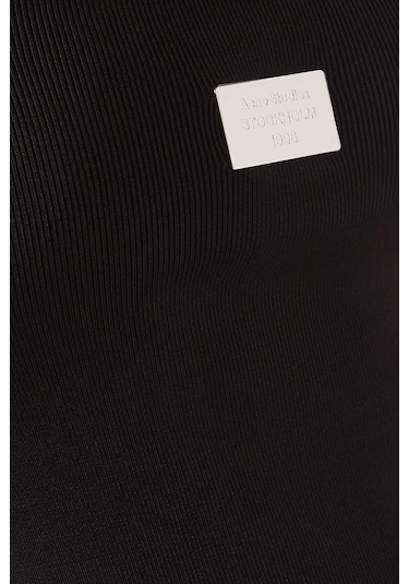 Acne Studios Logo Plaque Kısa Askılı Triko Maxi Elbise - %87 Viskoz, %12 Naylon, %1 Elastan Siyah