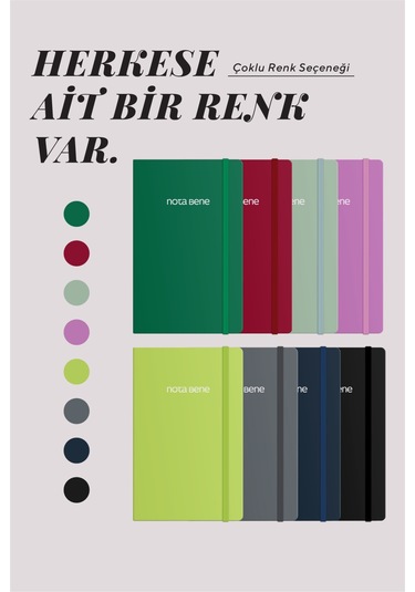 Nota Bene Classic Esnek Kapak Defter, 13x21 Cm, Çizgili Yeşil