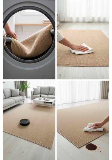Sisal Jüt Hasır Model Dokuma Halı Toz Vermez, Kahve Kahve