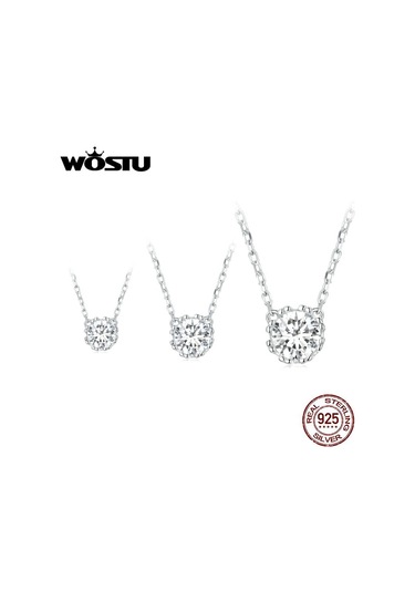 Wostu Muhteşem Parlak Gerdanlık 100% 925 Ayar Gümüş Geometrik Kesim Köpüklü Zirkon Kolye Kolye Düğün Takısı, Seçenekler: 0.4cm