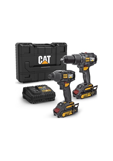 CAT DX12K Li-ion Çift Akülü Profesyonel Darbeli Vidalama + DX71 Kömürsüz Darbeli Matkap Kombo Set