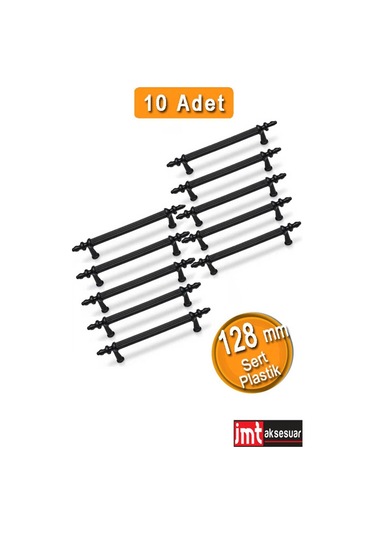 Sert Plastik 128 Mm Siyak Mobilya Mutfak Dolabı Komidin Tv Ünütesi Dolap Kulpları 10 Ad Siyah