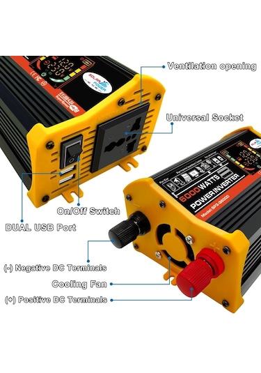 Sones Legend Iıı Nesil Dc12v - Ac220v 6000w Led Ekranlı Araç Güç Çeviricisi Siyah