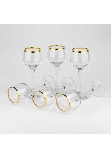 6 Lı Altın Detaylı Kahve Yanı Bardağı Seti Altın