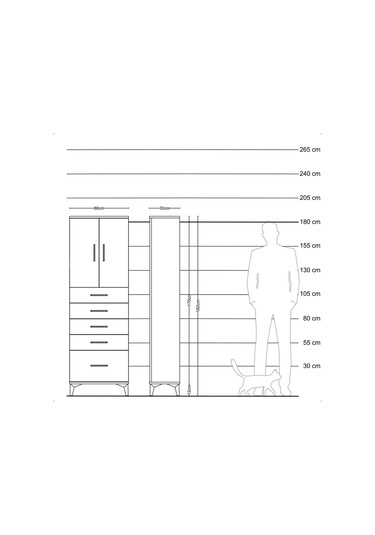 Arges Dolap 2 Raflı 5 Çekmeceli 2 Kapaklı 88x30x182 Aytaşı-ay... Aytaşı