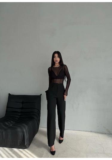 Kadın Palazzo Pantolon Oversize Kesim Siyah