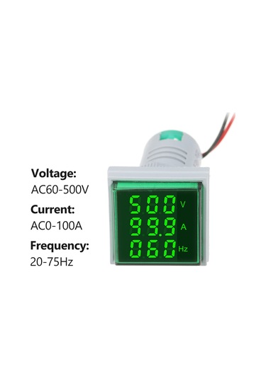 Samdoo "ad112-22fvah 3'lü Dijital Gösterge: Akım, Voltaj Ve Frekans Ölçer, Led Ekran, 60-500v/0-100a"