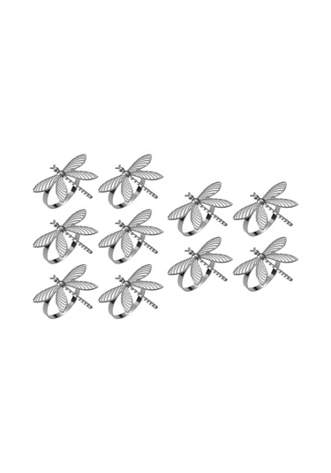 Homyl 10 Adet Yusufçuk Peçeteli Yüzükler Peçete Tutucuları Gümüş