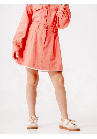 Kız Çocuk Garnili Kot Etek 2603 Turuncu