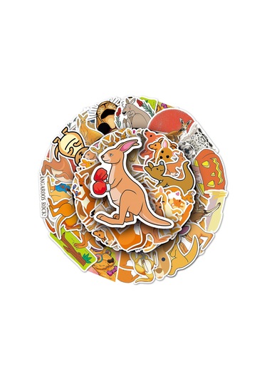 50 Adet/takım Kanguru Çıkartmaları Su Geçirmez Kendinden Yapışkanlı Karalama Defteri Dizüstü Bilgisayar Karikatür Çıkartmaları El Sanatları Ürünleri Kaesi Çok Renkli