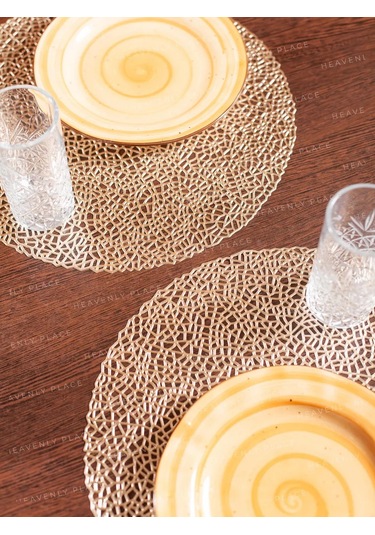 Heavenly Place Masanız İçin Yuvarlak Mutfak Peçeteleri, 4 Adet 224636669 Altın Rengi