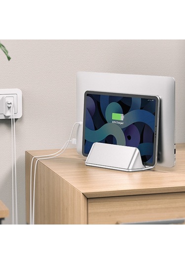 Cbtx Ls-02 Dikey Dizüstü Bilgisayar Sehpası Dizüstü Bilgisayarlar/tabletler İçin Çift Dik Masaüstü Standı Tutucu Şarj Braketi - Gri