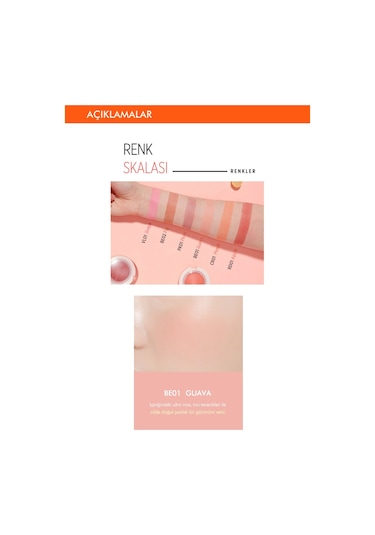Missha A'PIEU Juicy-Pang Jelly Blusher Meyve Tonlarında Doğal Görünümlü Jel Allık BE01