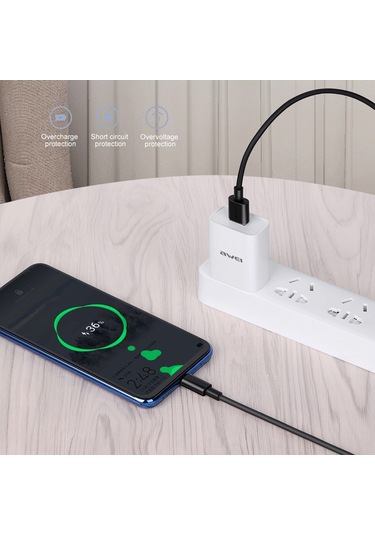 Awei Cl-77m 5a Usb'den Micro Usb Arayüzüne Akıllı Hızlı Şarj Tpe Veri Kablosu, Kablo Uzunluğu: 1m Beyaz