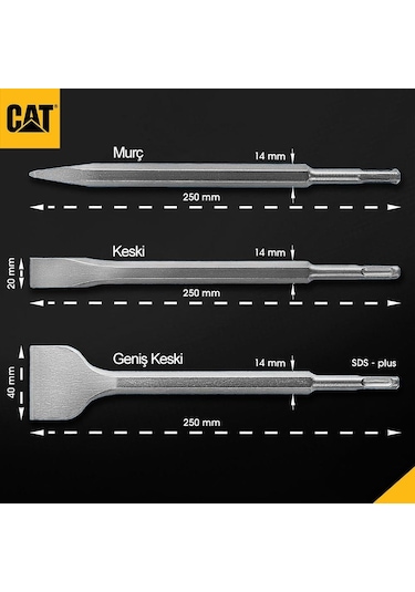 Cat Da03903 Sds Plus 3 Parça Profesyonel Murç/keski Kırıcı Uç Seti