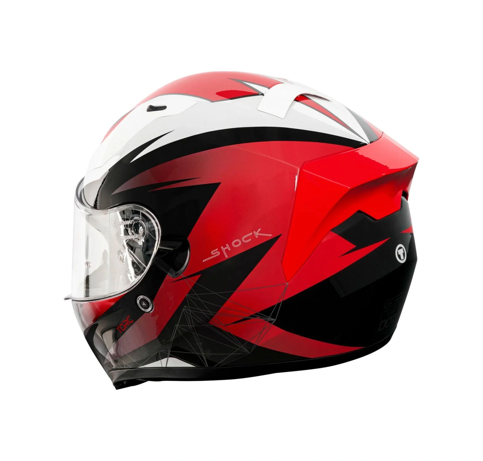Torc T-15 Shock Kapalı Motosiklet Kaskı Siyah - Kırmızı - Beyaz