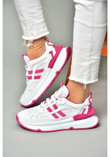 Fox Shoes S973017604 Beyaz/fuşya Kumaş Sper Ayakkabı Sneakers Beyaz - Fuşya
