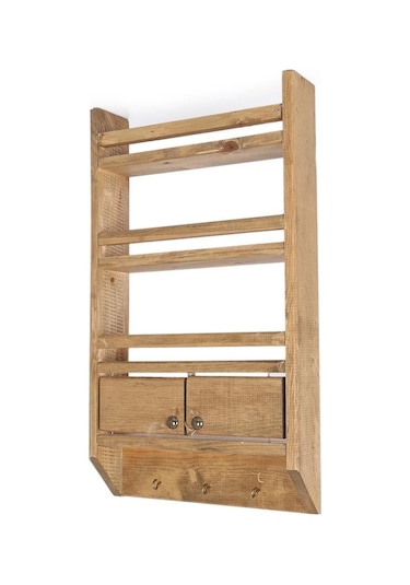 Mashotrend Dekoratif Koyu Masif Terek - Mutfak Rafı - Dekoratif R