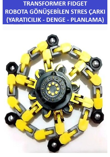 Transformers Dönüştürülebilir Robotik Stres Çarkı - Robotıc Fıdget Spınner -renk:sarı