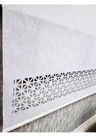 Bbb Çift Mekanizmalı Keten Lazer Kesim Tül Ve Stor Perde Mlt5017 Gri