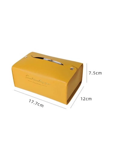 Sarı Doku Dispenseri Organizatör Peçete Kutusu Mükemmel İşçilik Su Geçirmez Suni Deri Dikdörtgen Vanity Ev Gereçleri