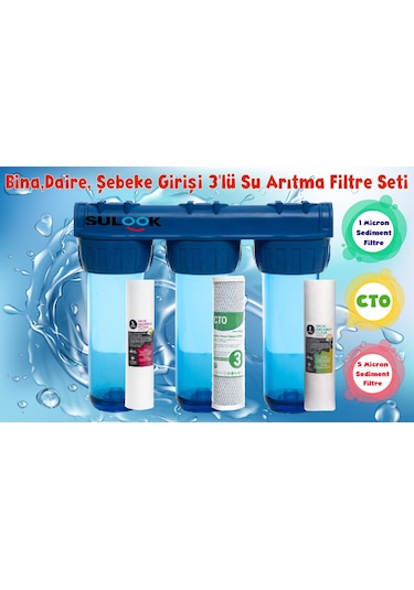 Şebeke Daire Bina Girişi Su Arıtma Sistemi 3Lü Süper Ekonomik Set