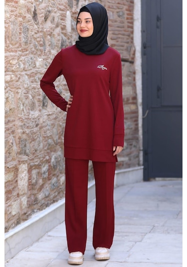 Cemre Tesettür Takım Bordo Bordo