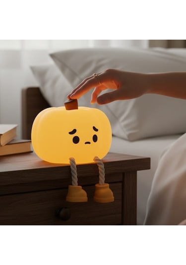 Sevimli Balkabağı Silikon Gece Lambası Yatak Odası Uyku Lambası Diğer
