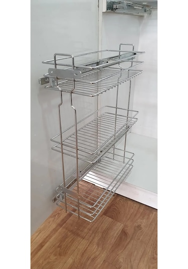 3 Katlı Yandan Raylı Mutfak Dolap İçi Şişelik 20.5cm